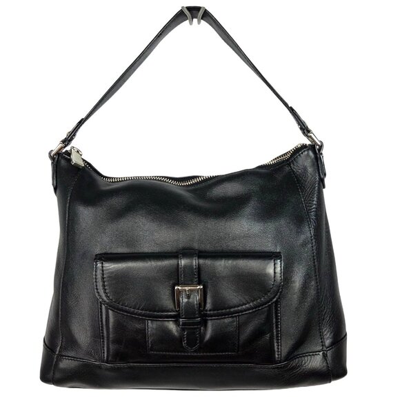 COACH 2014 Charlie Black Leather Kangaroo Pouch Hobo Tote Shoulder Bag 29881 - Picture 1 of 11